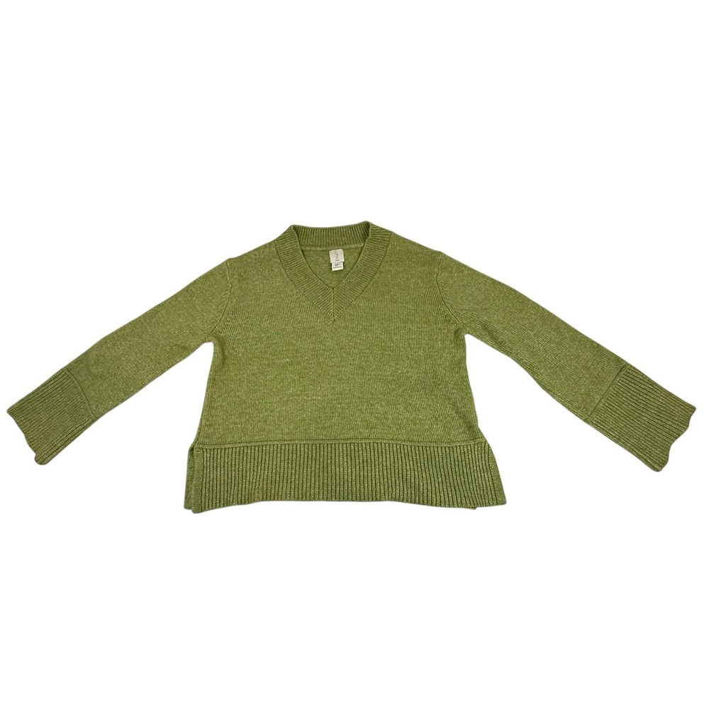 Joie Green Wool‎ Blend Sweater Med V Neck Soft Minimalist Cozycore